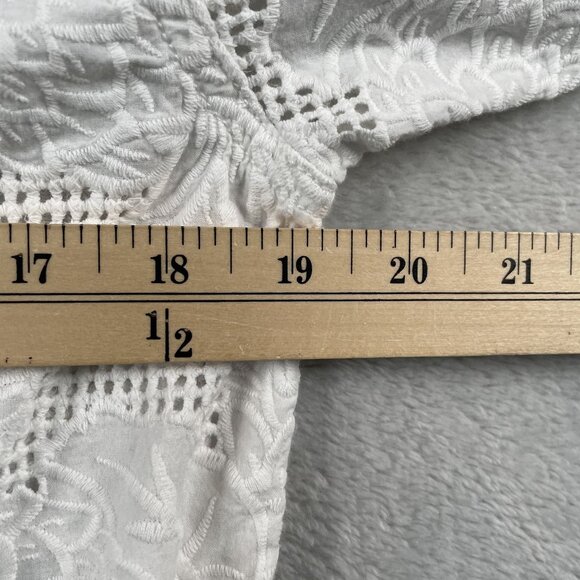 A by Anthropologie Anarok Button Down Womens Small White Eyelet Coat - Picture 8 of 8